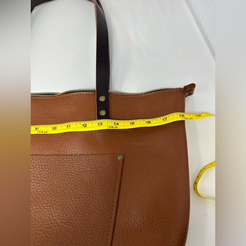 Portland leather UNICORN Mondelo Brandy Large Tote with zipper squishy Pebbles - Picture 9 of 11